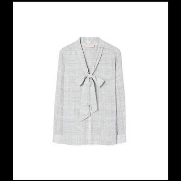 Tory Burch Printed Chiffon Bow Blouse - Picture 1 of 5